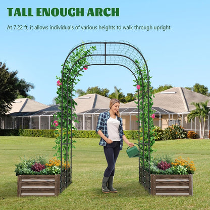 3 in 1 Galvanized Raised Garden Bed with 87" H Arch Trellis