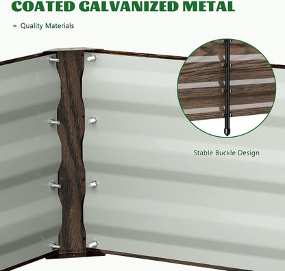 3 in 1 Galvanized Raised Garden Bed with 87" H Arch Trellis