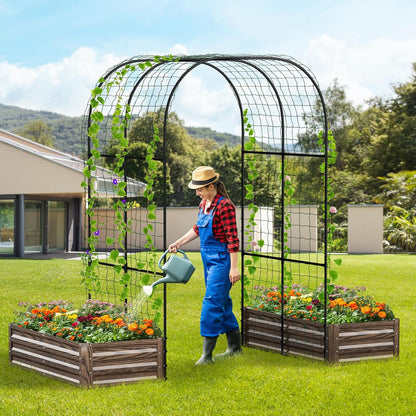 3 in 1 Galvanized Raised Garden Bed with 87" H Arch Trellis