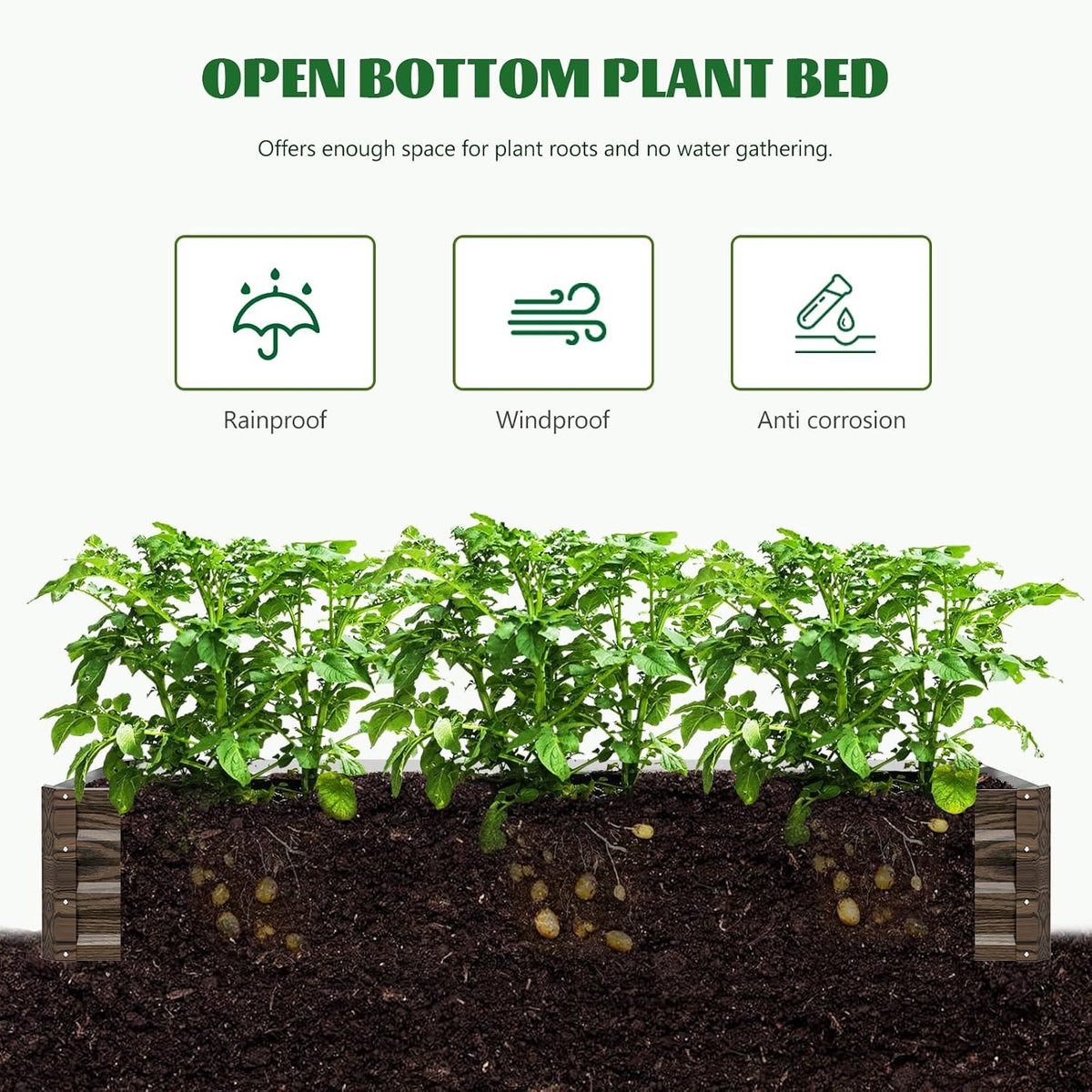 3 in 1 Galvanized Raised Garden Bed with 87" H Arch Trellis