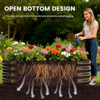 3 in 1 Galvanized Raised Garden Bed with 87" H Arch Trellis
