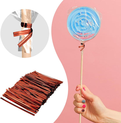 400 Pcs Metal Twist Ties 4 Inches Twist Straps for Bread Bags Candy Bags Snack Bags Halloween Party Cake Favor (Blue)