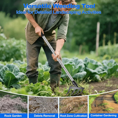 Small Garden Rake Hand Weed Remover Long Handle Tilling Soil Tool