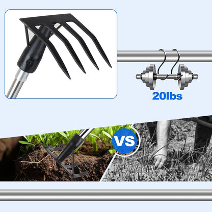 Small Garden Rake Hand Weed Remover Long Handle Tilling Soil Tool