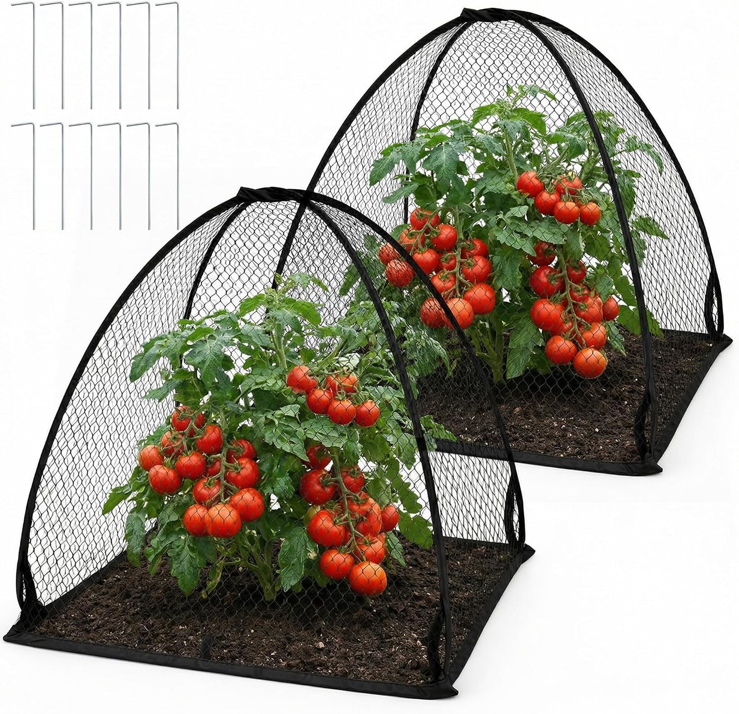 2 Pcs Pop-Up Mesh Plant Cover Tent, 30 x 28 in Garden Net Cage Guard Cover