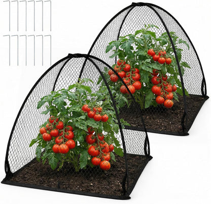 2 Pcs Pop-Up Mesh Plant Cover Tent, 30 x 28 in Garden Net Cage Guard Cover