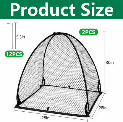 2 Pcs Pop-Up Mesh Plant Cover Tent, 30 x 28 in Garden Net Cage Guard Cover