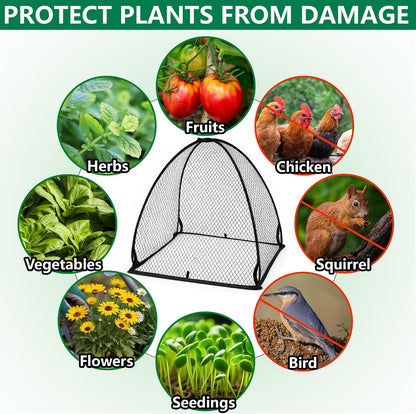 2 Pcs Pop-Up Mesh Plant Cover Tent, 30 x 28 in Garden Net Cage Guard Cover