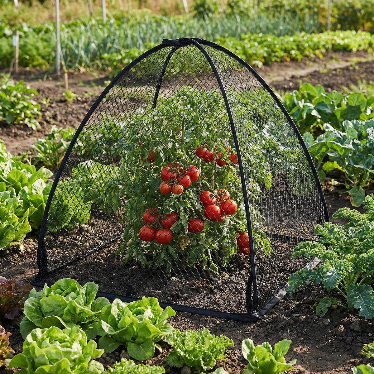 2 Pcs Pop-Up Mesh Plant Cover Tent, 30 x 28 in Garden Net Cage Guard Cover