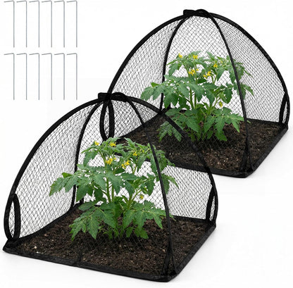 2 Pcs Pop-Up Mesh Plant Cover Tent, 30 x 28 in Garden Net Cage Guard Cover
