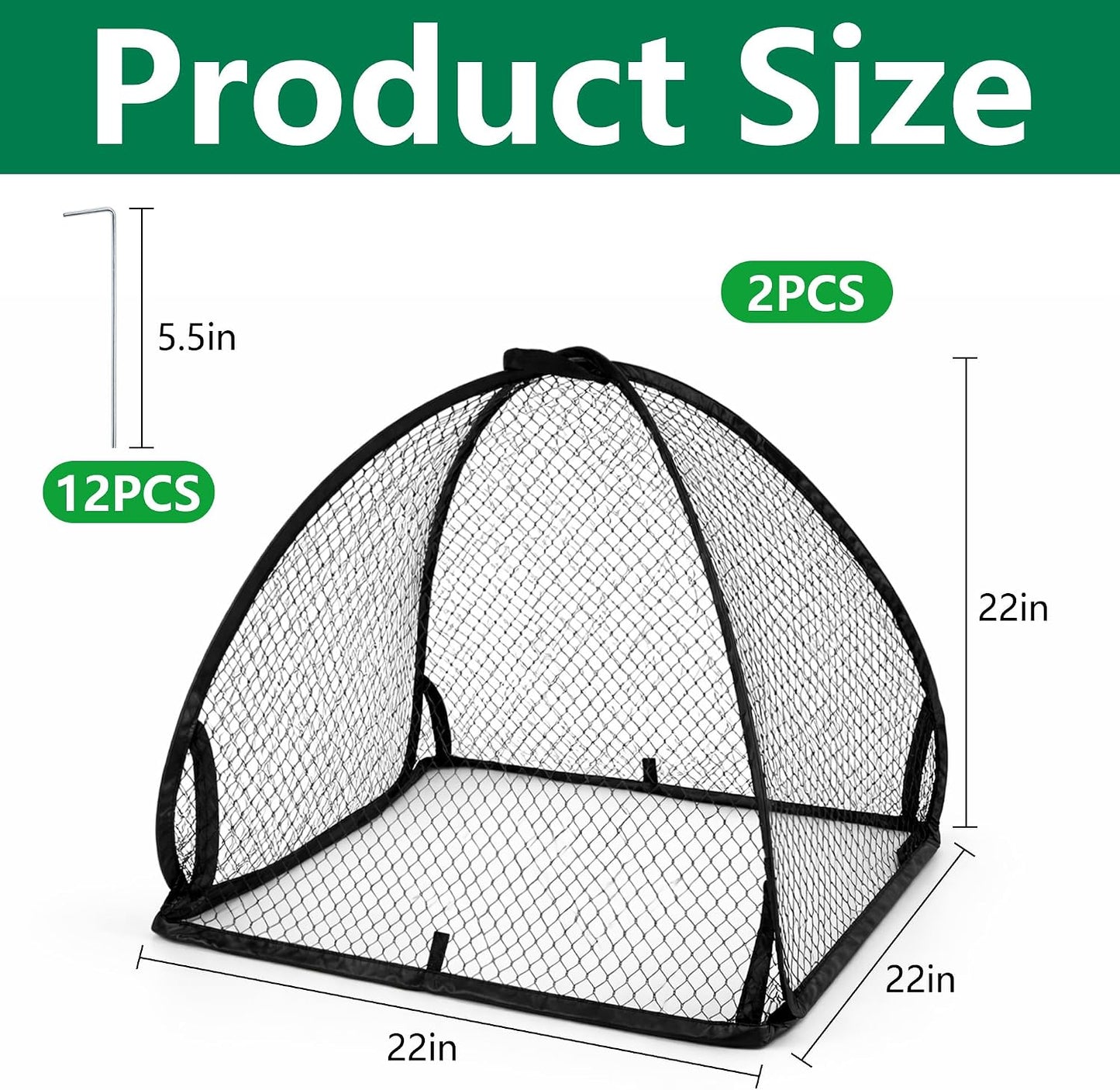 2 Pcs Pop-Up Mesh Plant Cover Tent, 30 x 28 in Garden Net Cage Guard Cover