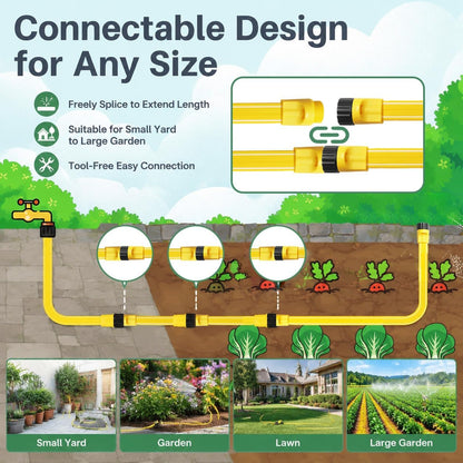 3-Pack Sprinkler Soaker Hose 25 ft (75 ft Total) – Flexible Sprinkler & Drip Irrigation System for Lawn, Garden & Yard Watering, Heavy-Duty, Leak-Proof & Easy to Use