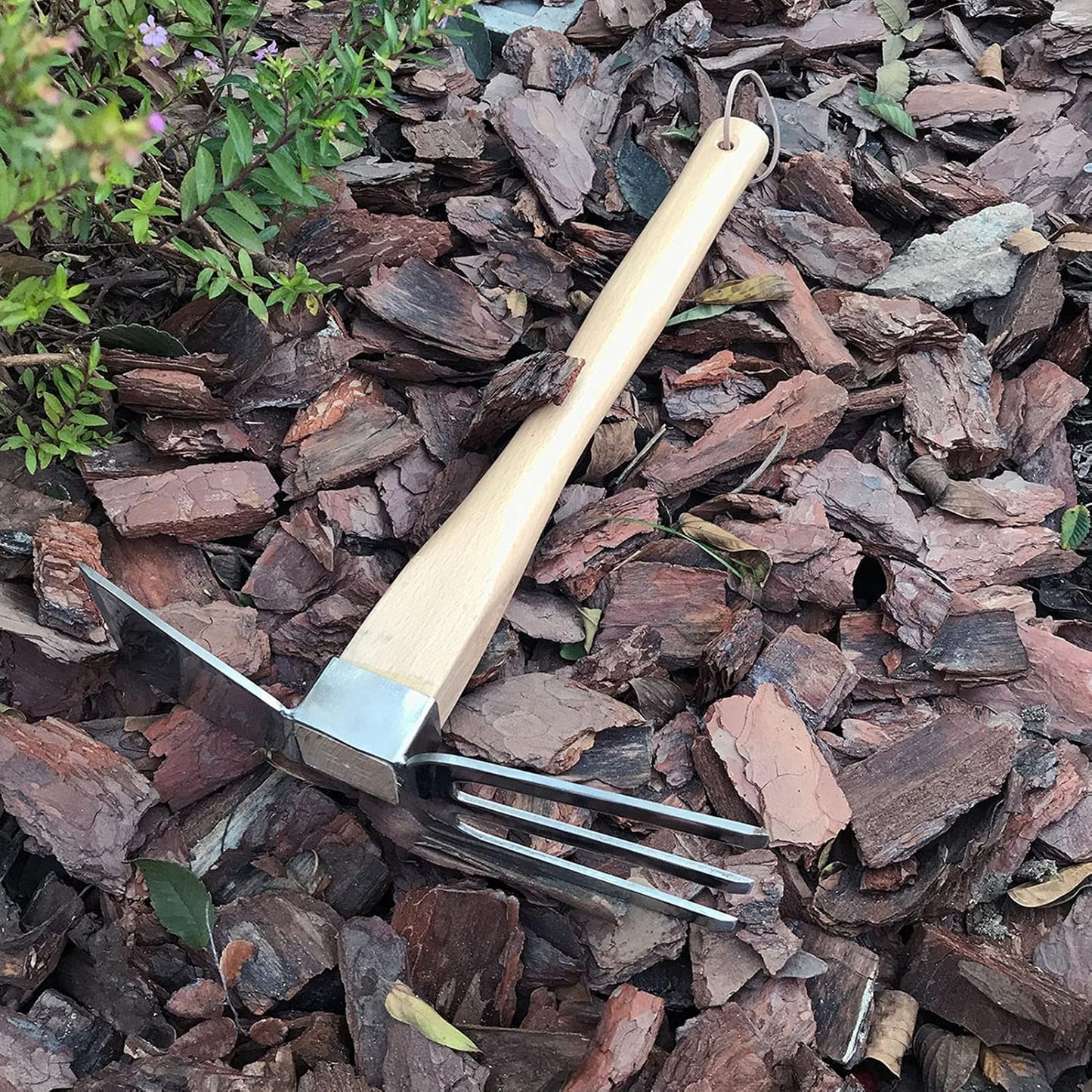 Hoe Rake Stainless Steel Blade Small Hoe Beech Handle Garden Tools Cultivator Hand Tiller for loosening Soil Weeding Digging