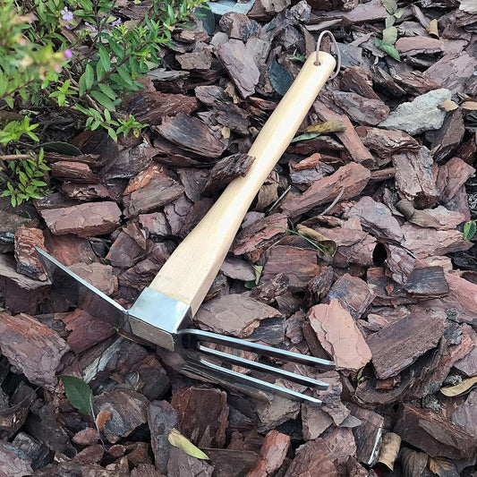 Hoe Rake Stainless Steel Blade Small Hoe Beech Handle Garden Tools Cultivator Hand Tiller for loosening Soil Weeding Digging