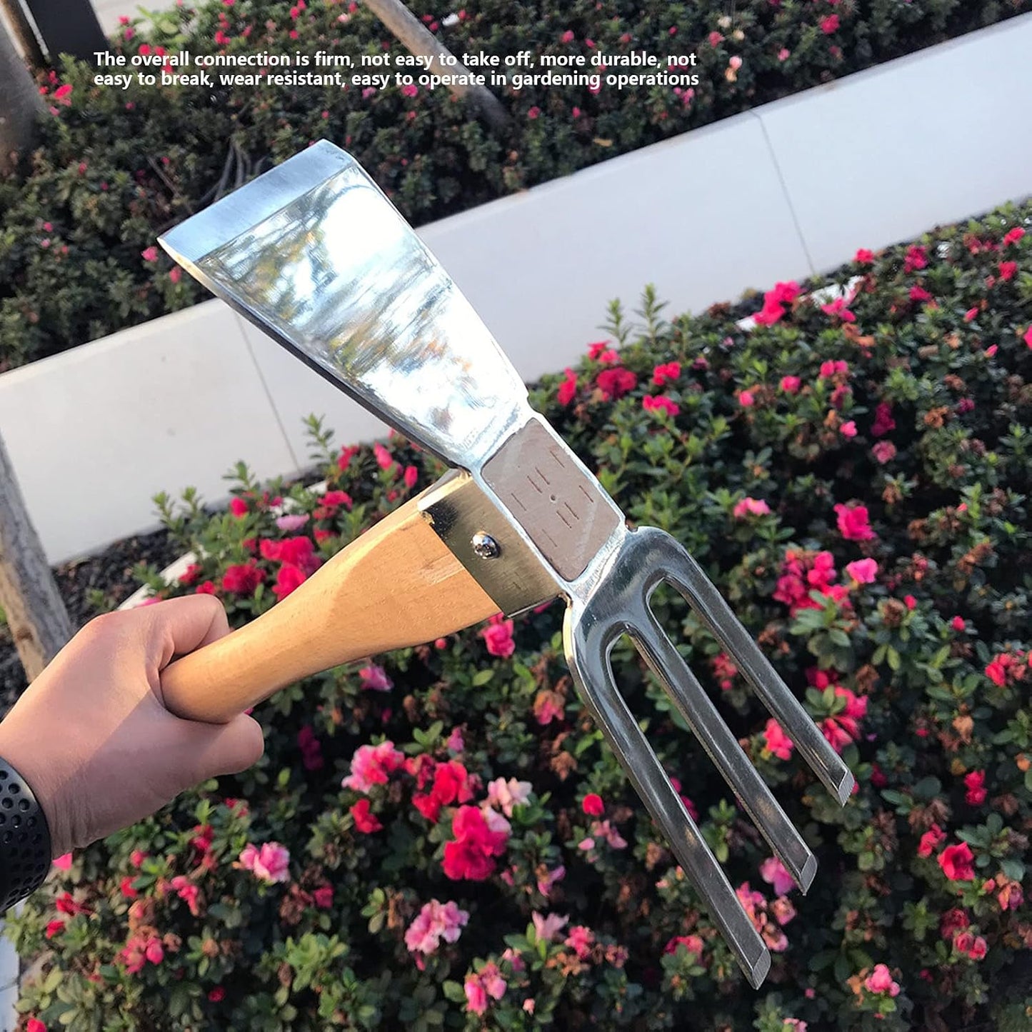 Hoe Rake Stainless Steel Blade Small Hoe Beech Handle Garden Tools Cultivator Hand Tiller for loosening Soil Weeding Digging