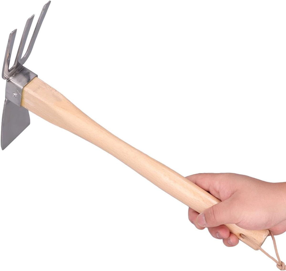 Hoe Rake Stainless Steel Blade Small Hoe Beech Handle Garden Tools Cultivator Hand Tiller for loosening Soil Weeding Digging
