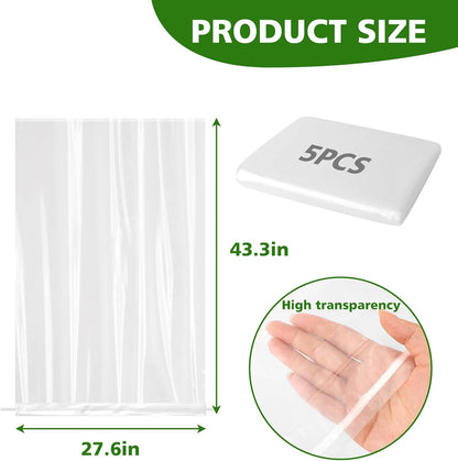 5PCS Plastic Plant Covers Freeze Protection with Drawstring, Plant Shelter Bags Waterproof, 40 x 27 in Plant Frost Protection Covers, Outdoor Plant Cover for Winter Freeze Protection