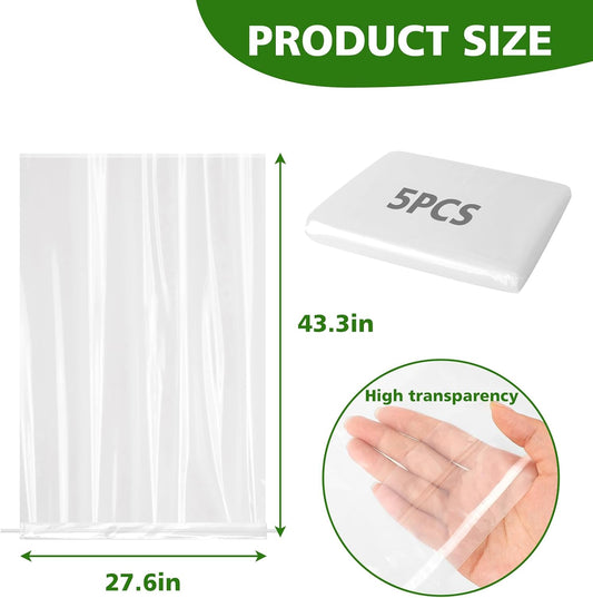 5PCS Plastic Plant Covers Freeze Protection with Drawstring, Plant Shelter Bags Waterproof, 40 x 27 in Plant Frost Protection Covers, Outdoor Plant Cover for Winter Freeze Protection