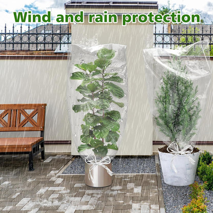 5PCS Plastic Plant Covers Freeze Protection with Drawstring, Plant Shelter Bags Waterproof, 40 x 27 in Plant Frost Protection Covers, Outdoor Plant Cover for Winter Freeze Protection