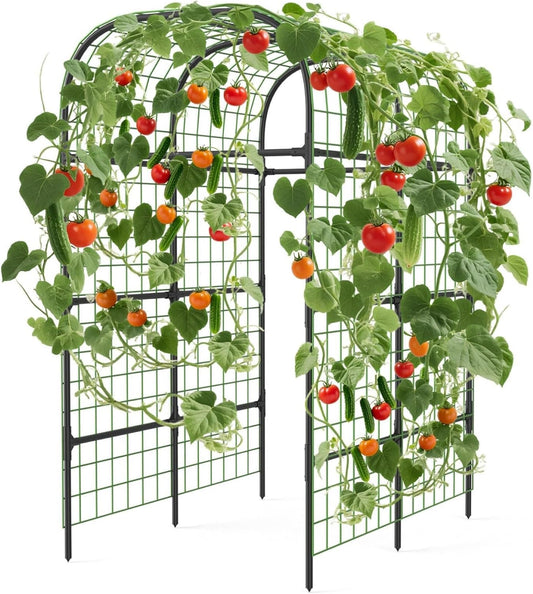 Metal Garden Arch Trellis, 7.3Ft Black for Raised Beds, Plant Support for Cucumbers & Climbing Vegetables