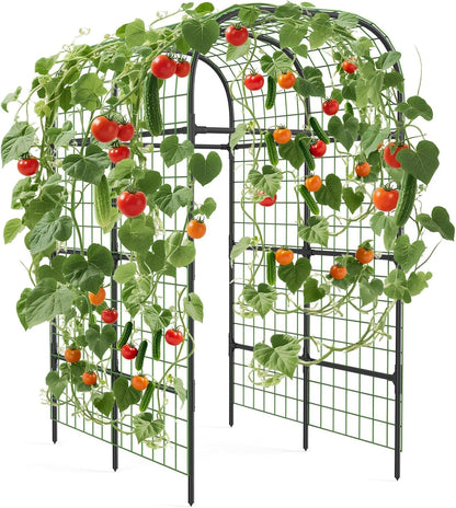 Metal Garden Arch Trellis, 7.3Ft Black for Raised Beds, Plant Support for Cucumbers & Climbing Vegetables