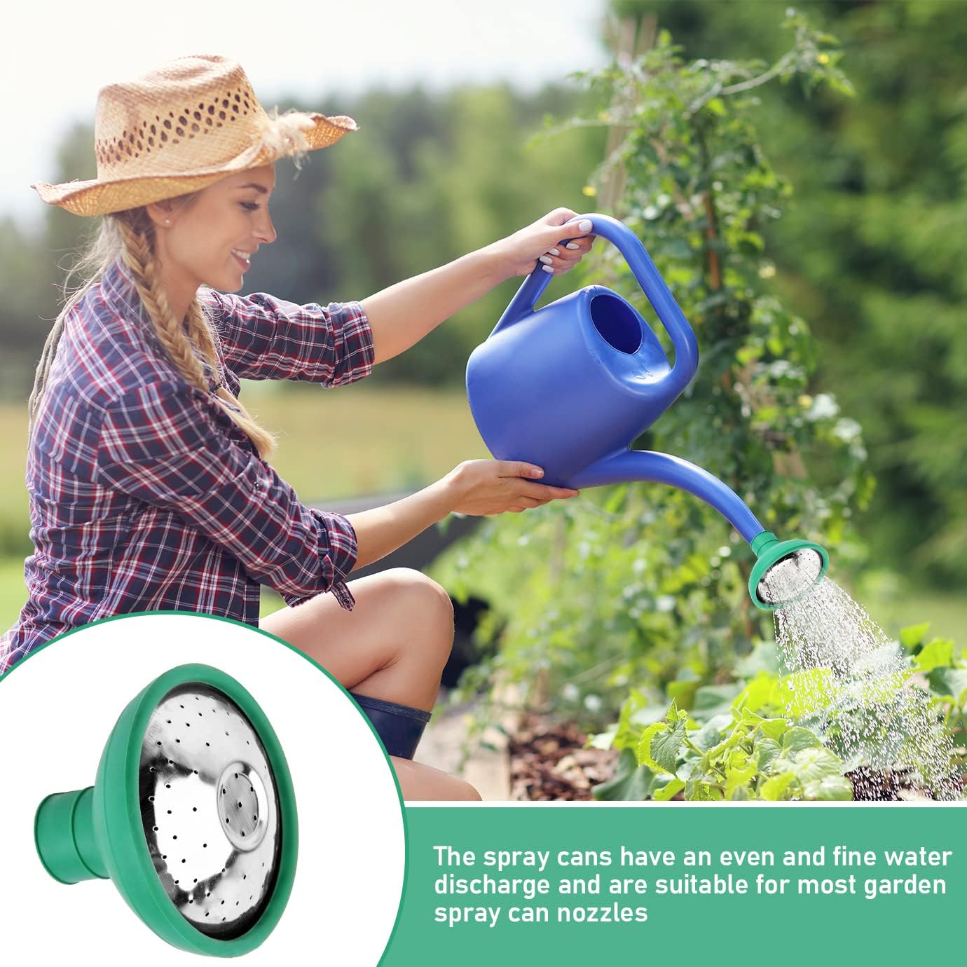 3PCS Universal Watering Can Head, Watering Can Rose Head Kettle Replacement Nozzles Garden Shower Heads for Most Garden Watering Cans (Green)