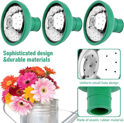 3PCS Universal Watering Can Head, Watering Can Rose Head Kettle Replacement Nozzles Garden Shower Heads for Most Garden Watering Cans (Green)