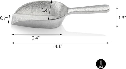 Cast Aluminum Flat Bottom Utility Scoop, 1oz, Extra Small Size, Silver, Hand Wash Only