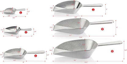Cast Aluminum Flat Bottom Utility Scoop, 1oz, Extra Small Size, Silver, Hand Wash Only