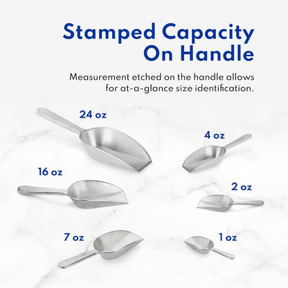 Cast Aluminum Flat Bottom Utility Scoop, 1oz, Extra Small Size, Silver, Hand Wash Only