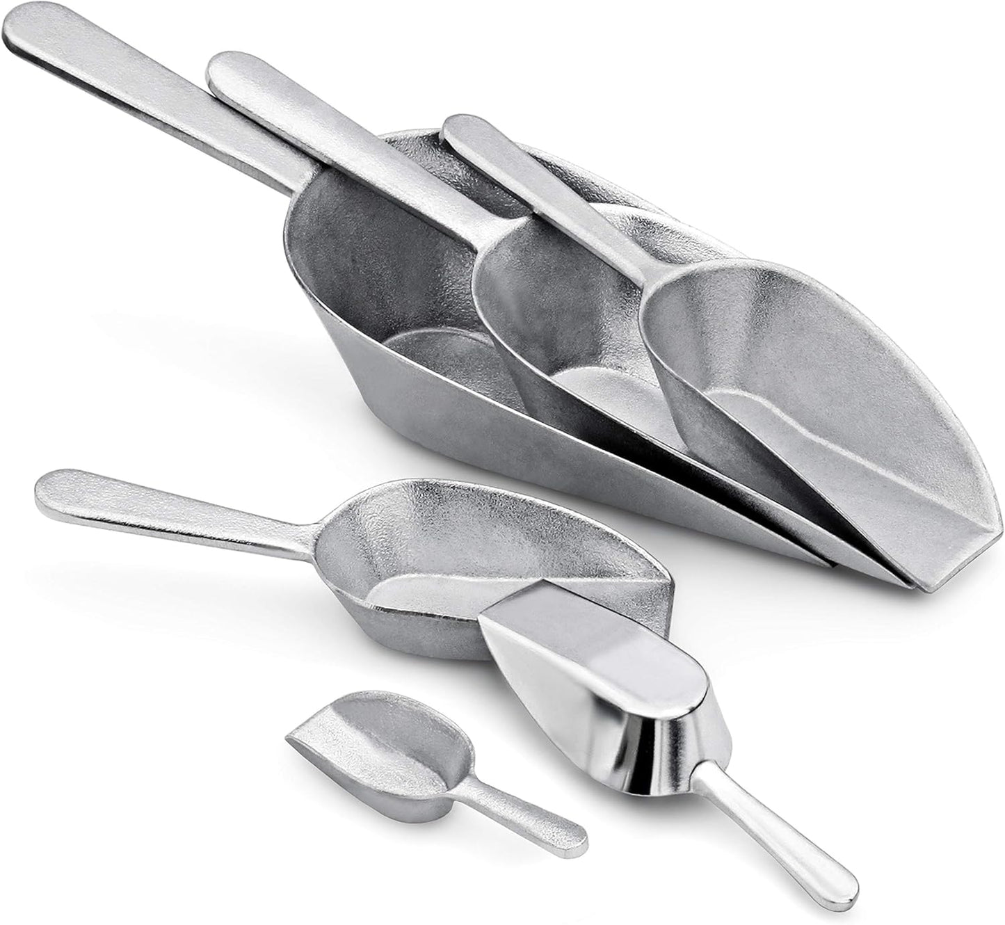 Cast Aluminum Flat Bottom Utility Scoop, 1oz, Extra Small Size, Silver, Hand Wash Only