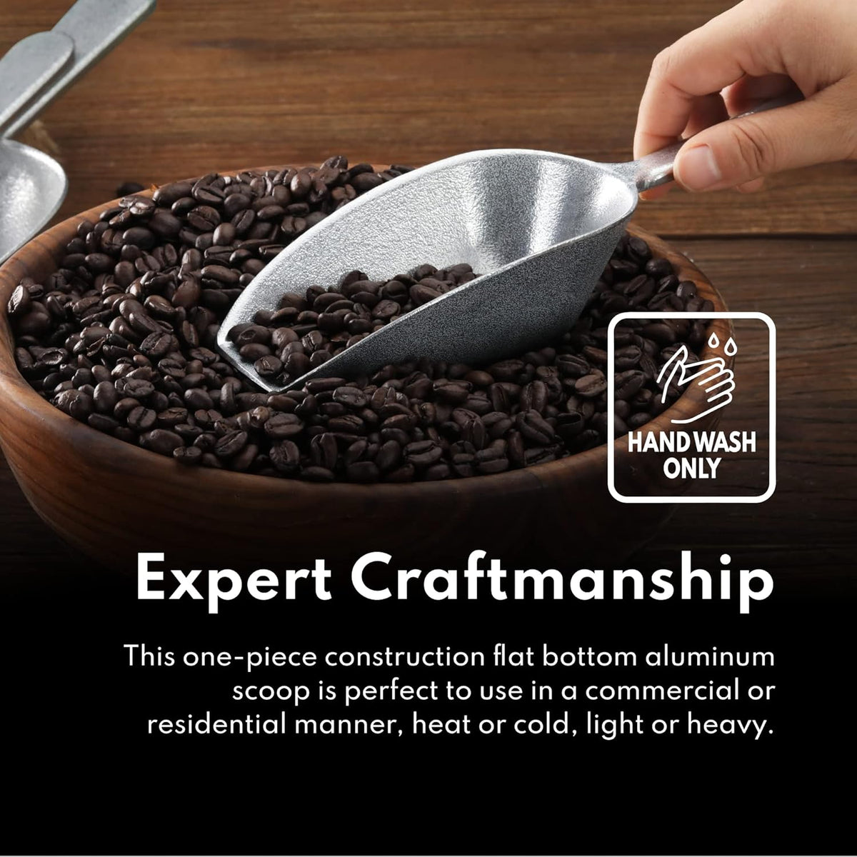 Cast Aluminum Flat Bottom Utility Scoop, 1oz, Extra Small Size, Silver, Hand Wash Only