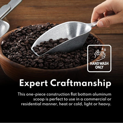 Cast Aluminum Flat Bottom Utility Scoop, 1oz, Extra Small Size, Silver, Hand Wash Only