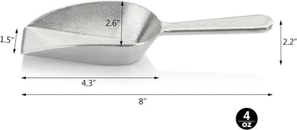 Cast Aluminum Flat Bottom Utility Scoop, 1oz, Extra Small Size, Silver, Hand Wash Only