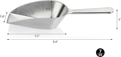 Cast Aluminum Flat Bottom Utility Scoop, 1oz, Extra Small Size, Silver, Hand Wash Only