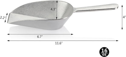 Cast Aluminum Flat Bottom Utility Scoop, 1oz, Extra Small Size, Silver, Hand Wash Only