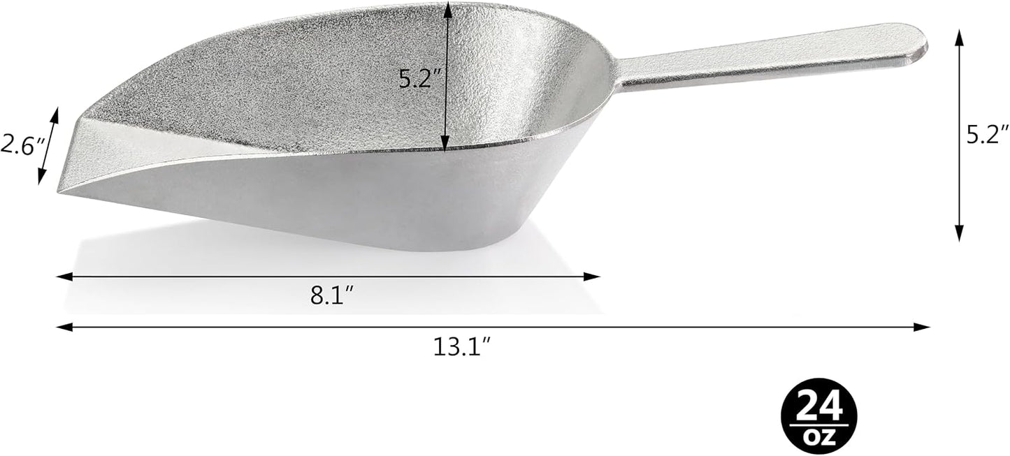 Cast Aluminum Flat Bottom Utility Scoop, 1oz, Extra Small Size, Silver, Hand Wash Only