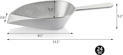 Cast Aluminum Flat Bottom Utility Scoop, 1oz, Extra Small Size, Silver, Hand Wash Only