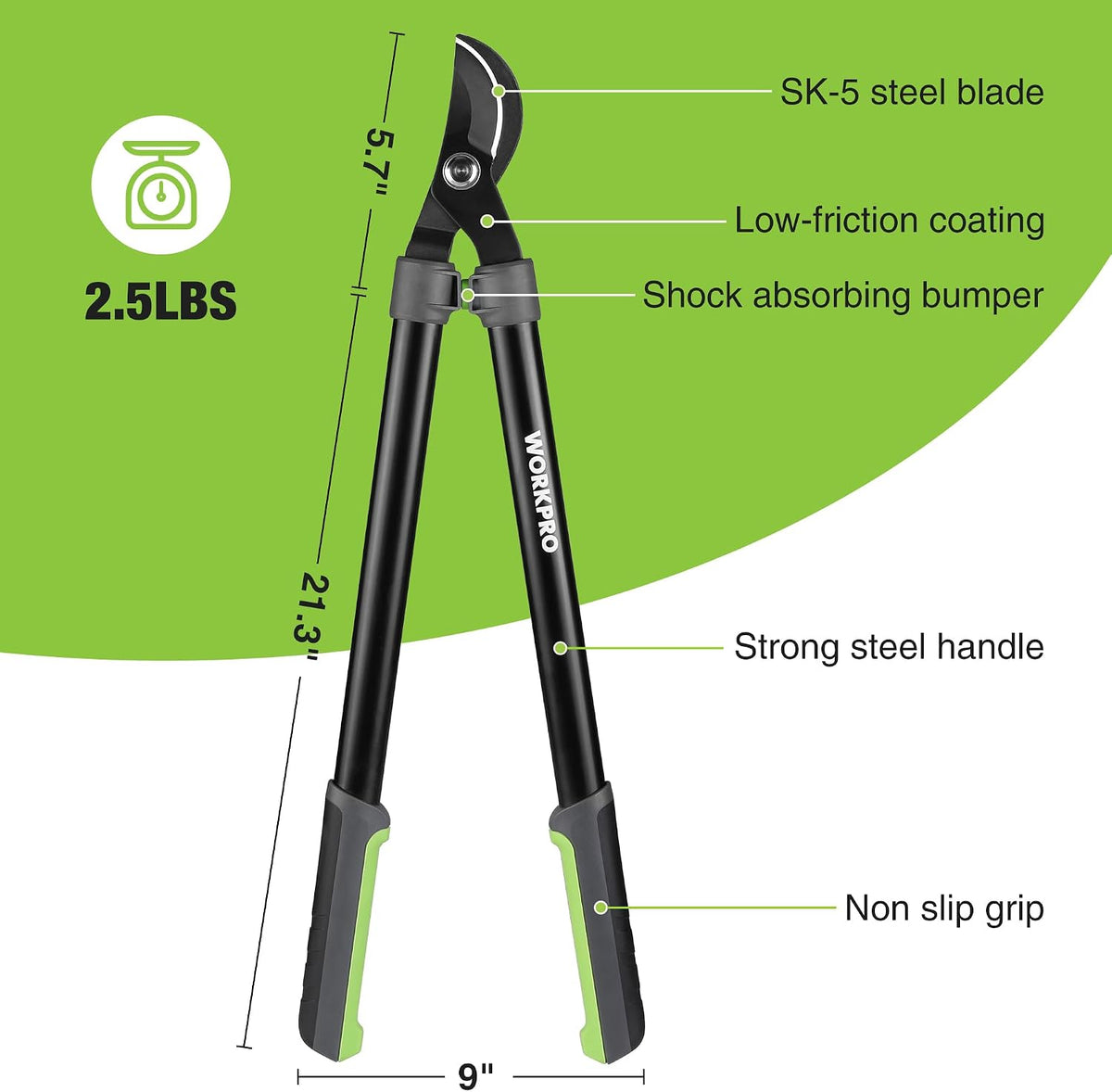 27" Garden Bypass Lopper, Tree Trimmer with 1.6" Cutting Capacity