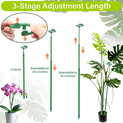 Extendable Monstera Plant Stakes, Support Sticks with Clips 5 Pack