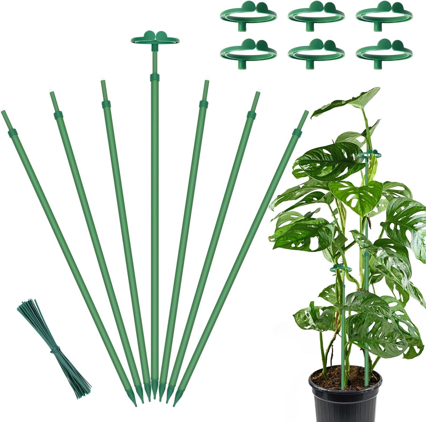 Extendable Monstera Plant Stakes, Support Sticks with Clips 5 Pack