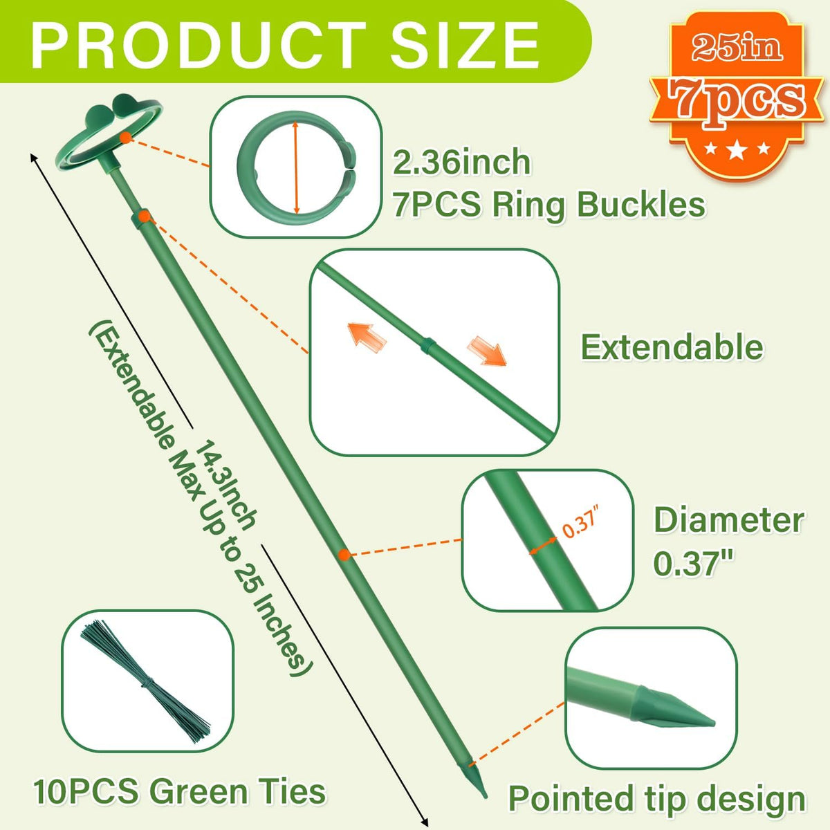 Extendable Monstera Plant Stakes, Support Sticks with Clips 5 Pack