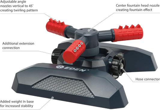 94120 Automatic Rotating Lawn and Garden Sprinkler for Yard, Large Area Coverage W/Quick Connect Starter Set, Weighted Base