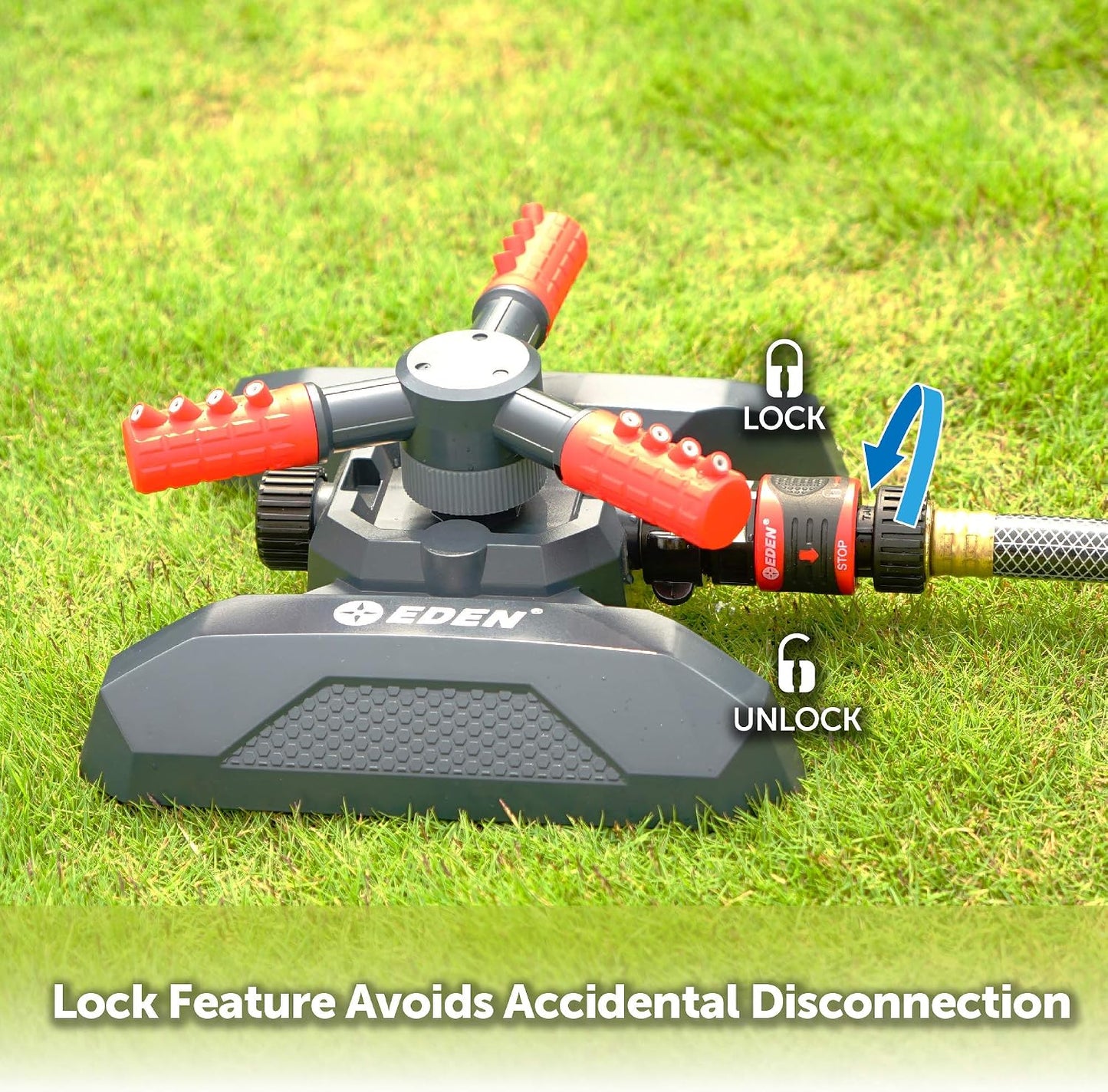 94120 Automatic Rotating Lawn and Garden Sprinkler for Yard, Large Area Coverage W/Quick Connect Starter Set, Weighted Base
