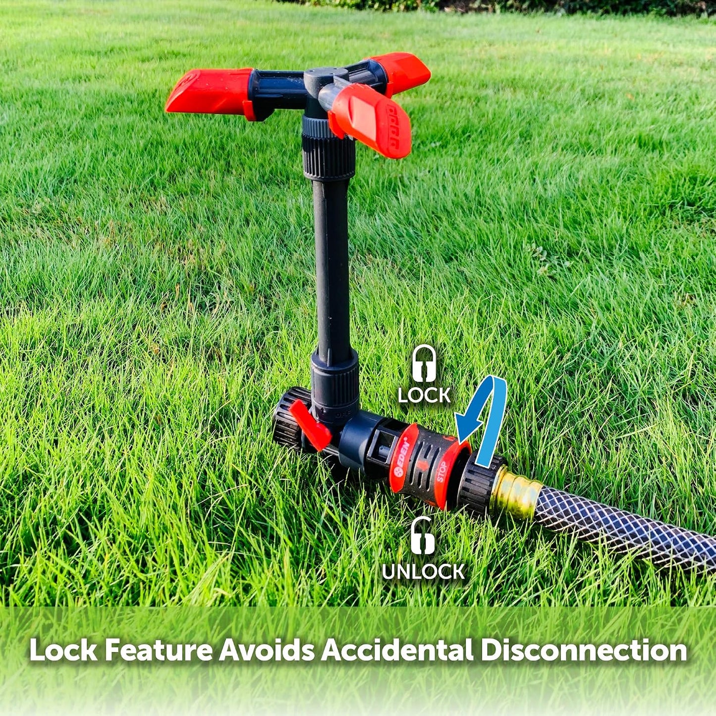 94120 Automatic Rotating Lawn and Garden Sprinkler for Yard, Large Area Coverage W/Quick Connect Starter Set, Weighted Base