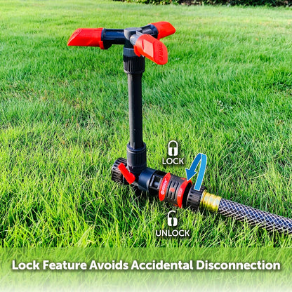 94120 Automatic Rotating Lawn and Garden Sprinkler for Yard, Large Area Coverage W/Quick Connect Starter Set, Weighted Base