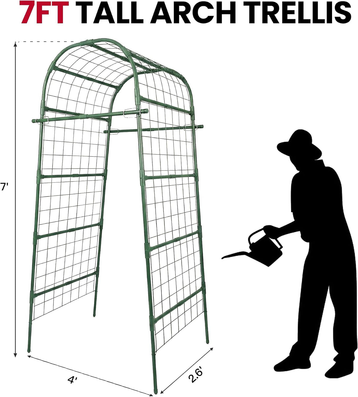 Garden Arch Trellis for Climbing Plants Outdoor, 7 Ft Tall Cucumber Trellis