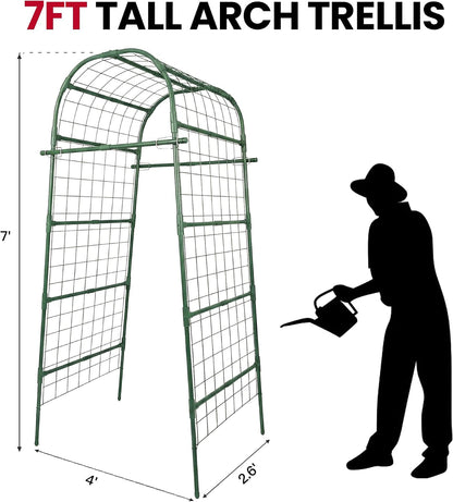 Garden Arch Trellis for Climbing Plants Outdoor, 7 Ft Tall Cucumber Trellis