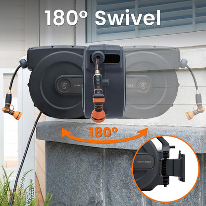 Retractable Garden Hose Reel 5/8"115FT Wall Mount Auto Rewind