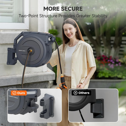 Retractable Garden Hose Reel 5/8"115FT Wall Mount Auto Rewind